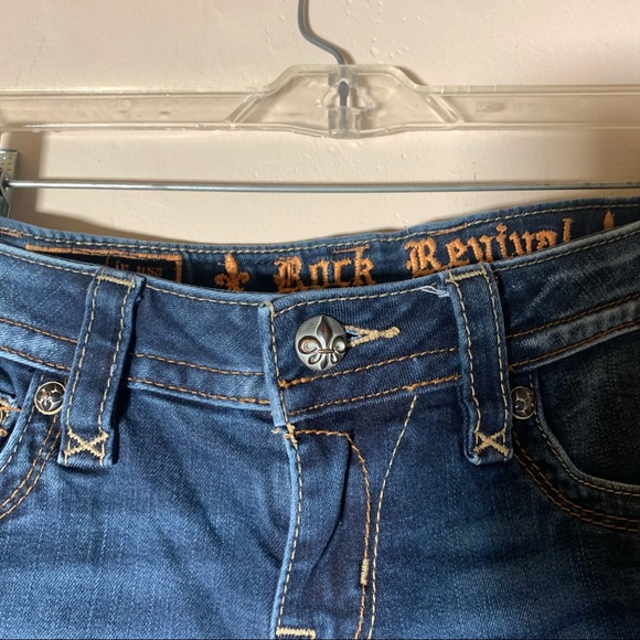 Rock revival Jessica low rise skinny jean sz 26 Embroidered back flap pockets - Picture 11 of 16
